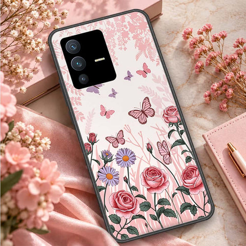Vivo V23 5G Cover - ONation Botanical Bloom Series - HQ Ultra Shine Premium Infinity Glass Soft Silicon Borders Case