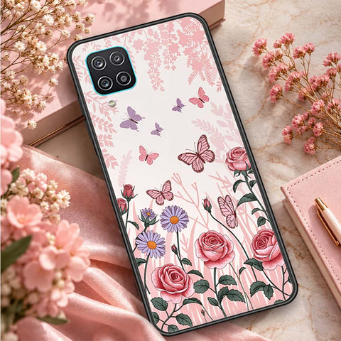 Samsung Galaxy A12 Nacho Cover - ONation Botanical Bloom Series - HQ Ultra Shine Premium Infinity Glass Soft Silicon Borders Case