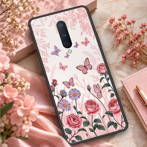 OnePlus 8 Cover - ONation Botanical Bloom Series - HQ Ultra Shine Premium Infinity Glass Soft Silicon Borders Case