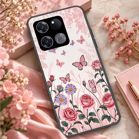 OnePlus Ace Racing Cover - ONation Botanical Bloom Series - HQ Ultra Shine Premium Infinity Glass Soft Silicon Borders Case