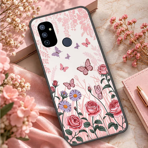 OnePlus Nord N100 Cover - ONation Botanical Bloom Series - HQ Ultra Shine Premium Infinity Glass Soft Silicon Borders Case