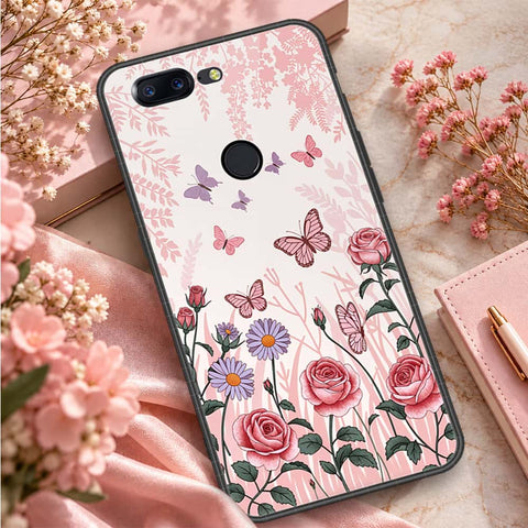 OnePlus 5T Cover - ONation Botanical Bloom Series - HQ Ultra Shine Premium Infinity Glass Soft Silicon Borders Case