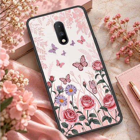 OnePlus 7 Cover - ONation Botanical Bloom Series - HQ Ultra Shine Premium Infinity Glass Soft Silicon Borders Case