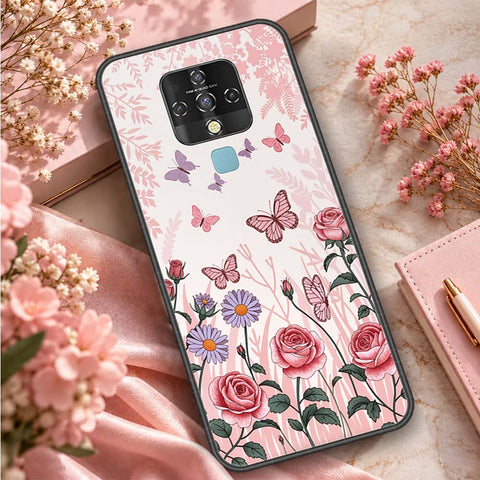 Tecno Camon 16 Cover - ONation Botanical Bloom Series - HQ Ultra Shine Premium Infinity Glass Soft Silicon Borders Case