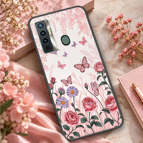 Tecno Camon 17 Cover - ONation Botanical Bloom Series - HQ Ultra Shine Premium Infinity Glass Soft Silicon Borders Case