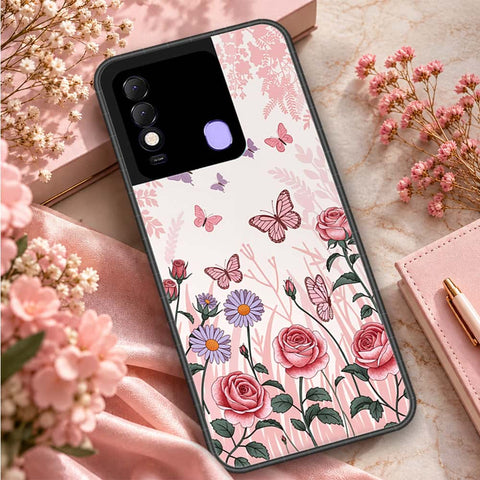 Tecno Spark 8 Cover - ONation Botanical Bloom Series - HQ Ultra Shine Premium Infinity Glass Soft Silicon Borders Case