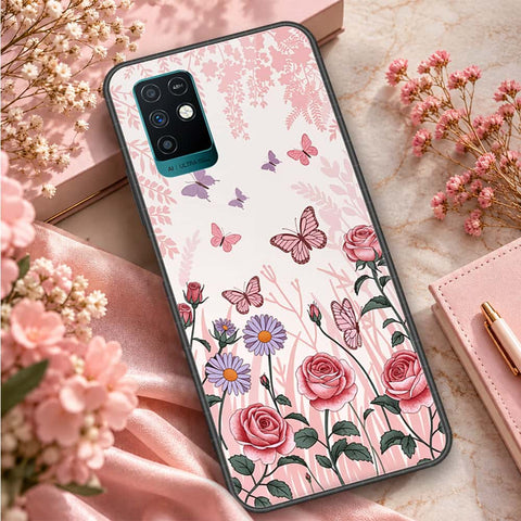 Infinix Note 10 Cover - ONation Botanical Bloom Series - HQ Ultra Shine Premium Infinity Glass Soft Silicon Borders Case