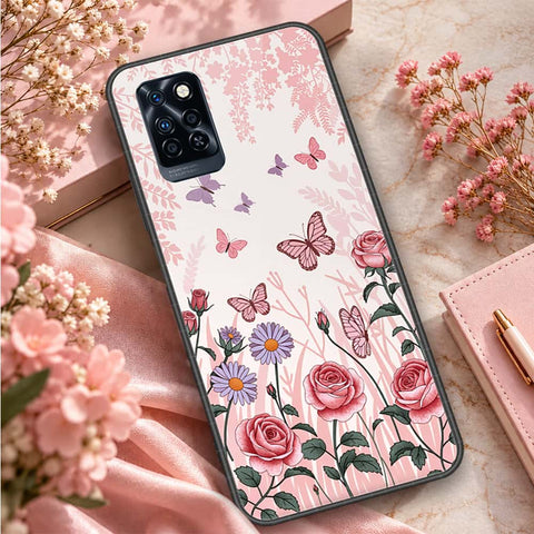 Infinix Note 10 Pro Cover - ONation Botanical Bloom Series - HQ Ultra Shine Premium Infinity Glass Soft Silicon Borders Case