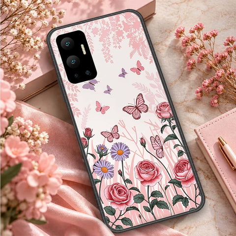 Infinix Hot 12 Cover - ONation Botanical Bloom Series - HQ Ultra Shine Premium Infinity Glass Soft Silicon Borders Case
