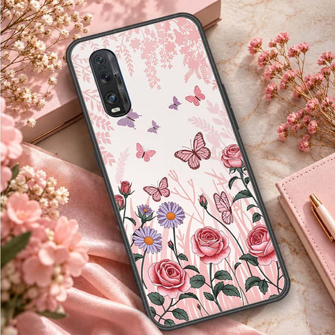 Oppo Find X2 Cover - ONation Botanical Bloom Series - HQ Ultra Shine Premium Infinity Glass Soft Silicon Borders Case