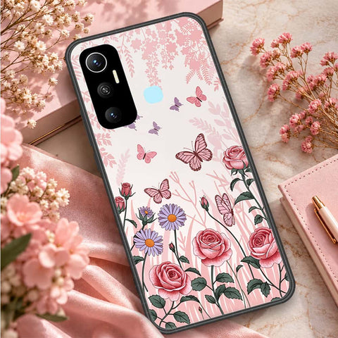 Infinix Hot 11 Cover - ONation Botanical Bloom Series - HQ Ultra Shine Premium Infinity Glass Soft Silicon Borders Case