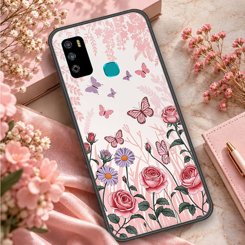 Infinix Hot 9 Play Cover - ONation Botanical Bloom Series - HQ Ultra Shine Premium Infinity Glass Soft Silicon Borders Case