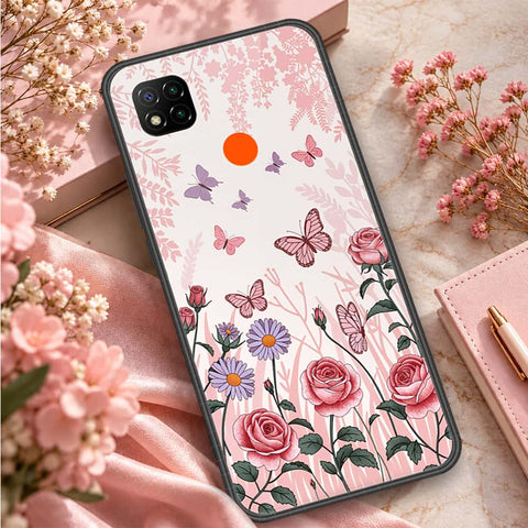 Xiaomi Redmi 9C Cover - ONation Botanical Bloom Series - HQ Ultra Shine Premium Infinity Glass Soft Silicon Borders Case