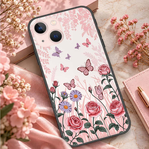 iPhone 14 Plus Cover - ONation Botanical Bloom Series - HQ Ultra Shine Premium Infinity Glass Soft Silicon Borders Case