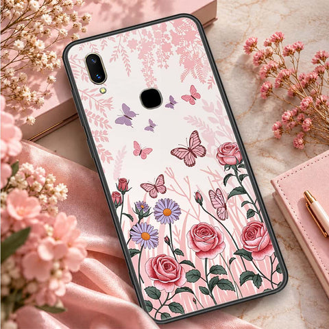 Vivo V11 Cover - ONation Botanical Bloom Series - HQ Ultra Shine Premium Infinity Glass Soft Silicon Borders Case