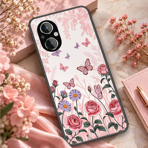 Oppo Reno 7Z 5G Cover - ONation Botanical Bloom Series - HQ Ultra Shine Premium Infinity Glass Soft Silicon Borders Case