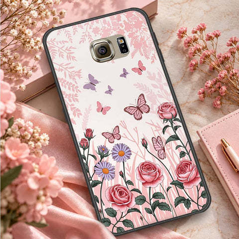 Samsung Galaxy S6 Cover - ONation Botanical Bloom Series - HQ Ultra Shine Premium Infinity Glass Soft Silicon Borders Case