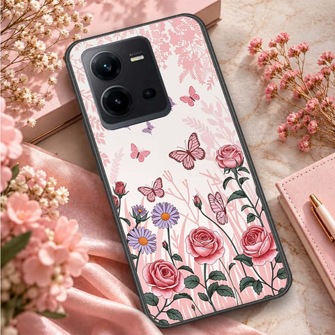 Vivo V25e Cover - ONation Botanical Bloom Series - HQ Ultra Shine Premium Infinity Glass Soft Silicon Borders Case
