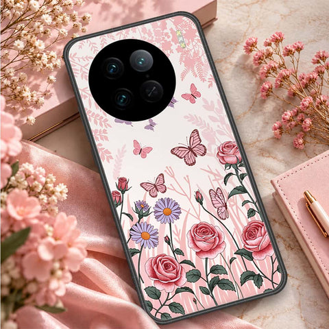 Vivo X90 Pro Cover - ONation Botanical Bloom Series - HQ Ultra Shine Premium Infinity Glass Soft Silicon Borders Case