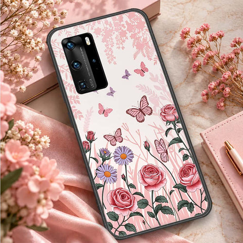 Huawei P40 Pro Cover - ONation Botanical Bloom Series - HQ Ultra Shine Premium Infinity Glass Soft Silicon Borders Case