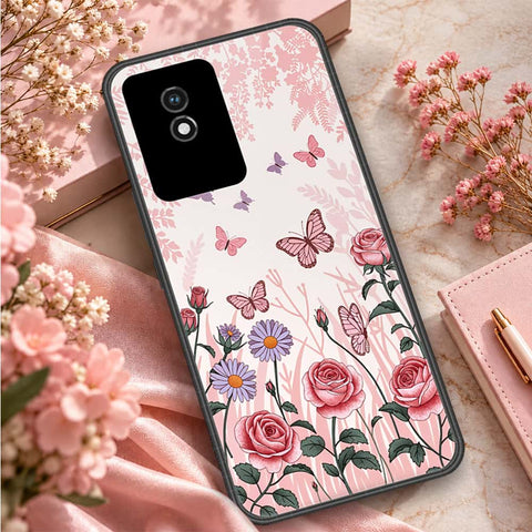 Vivo Y02A Cover - ONation Botanical Bloom Series - HQ Ultra Shine Premium Infinity Glass Soft Silicon Borders Case