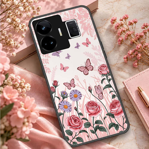 Realme GT3 Cover - ONation Botanical Bloom Series - HQ Ultra Shine Premium Infinity Glass Soft Silicon Borders Case