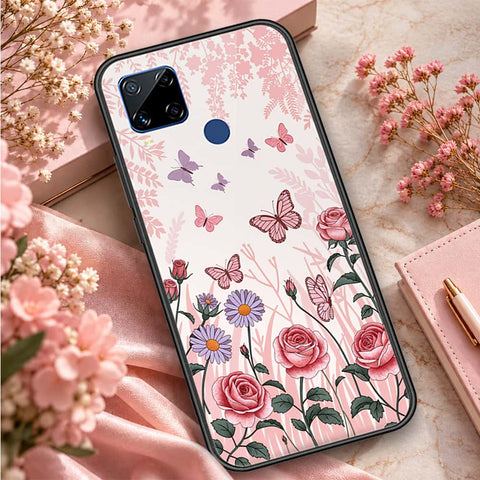 Realme C15 Cover - ONation Botanical Bloom Series - HQ Ultra Shine Premium Infinity Glass Soft Silicon Borders Case