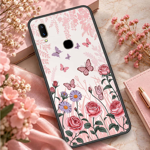 Vivo V11i Cover - ONation Botanical Bloom Series - HQ Ultra Shine Premium Infinity Glass Soft Silicon Borders Case