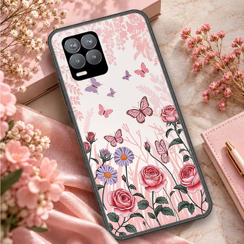 Realme 8 Cover - ONation Botanical Bloom Series - HQ Ultra Shine Premium Infinity Glass Soft Silicon Borders Case