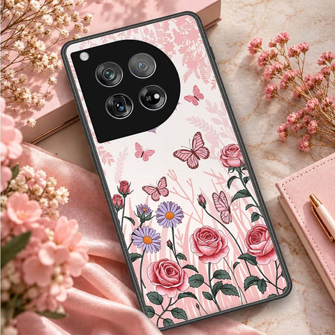 OnePlus 12 Cover - ONation Botanical Bloom Series - HQ Ultra Shine Premium Infinity Glass Soft Silicon Borders Case
