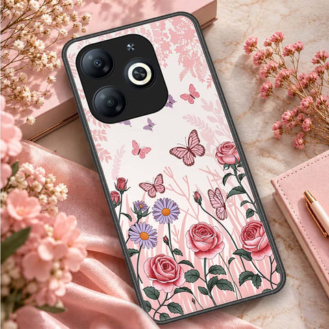 Infinix Smart 8 Plus Cover - ONation Botanical Bloom Series - HQ Ultra Shine Premium Infinity Glass Soft Silicon Borders Case