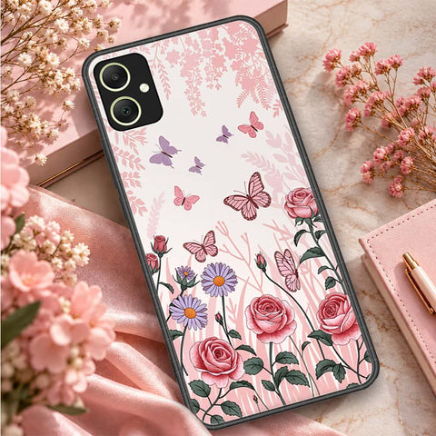 Samsung Galaxy M05 Cover - ONation Botanical Bloom Series - HQ Ultra Shine Premium Infinity Glass Soft Silicon Borders Case