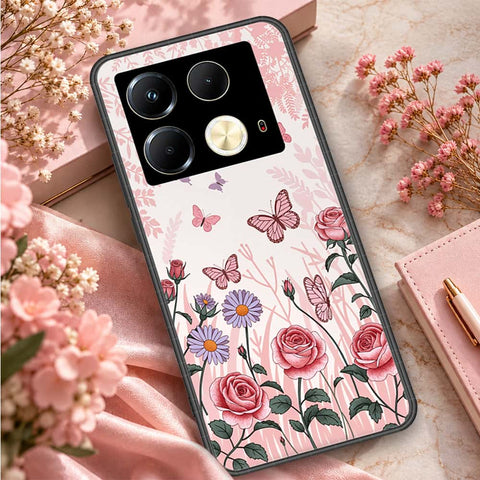 Infinix Note 40S Cover - ONation Botanical Bloom Series - HQ Ultra Shine Premium Infinity Glass Soft Silicon Borders Case