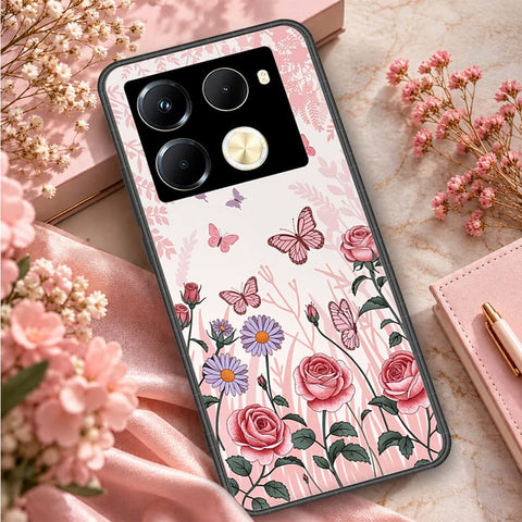 Infinix Note 40 Pro Cover - ONation Botanical Bloom Series - HQ Ultra Shine Premium Infinity Glass Soft Silicon Borders Case