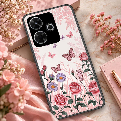 Xiaomi Poco M6 4G Cover - ONation Botanical Bloom Series - HQ Ultra Shine Premium Infinity Glass Soft Silicon Borders Case