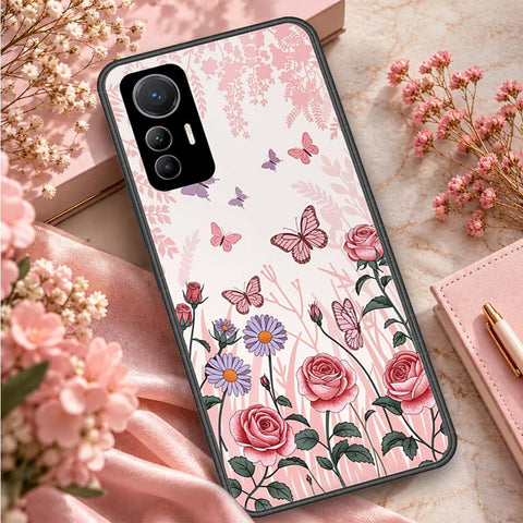 Xiaomi 12 Lite Cover - ONation Botanical Bloom Series - HQ Ultra Shine Premium Infinity Glass Soft Silicon Borders Case