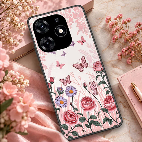 Tecno Spark 10 Pro Cover - ONation Botanical Bloom Series - HQ Ultra Shine Premium Infinity Glass Soft Silicon Borders Case