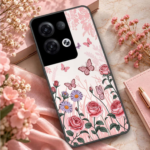 Oppo Reno 8 Pro Plus Cover - ONation Botanical Bloom Series - HQ Ultra Shine Premium Infinity Glass Soft Silicon Borders Case