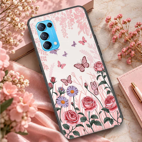 Oppo Reno 5 5G Cover - ONation Botanical Bloom Series - HQ Ultra Shine Premium Infinity Glass Soft Silicon Borders Case