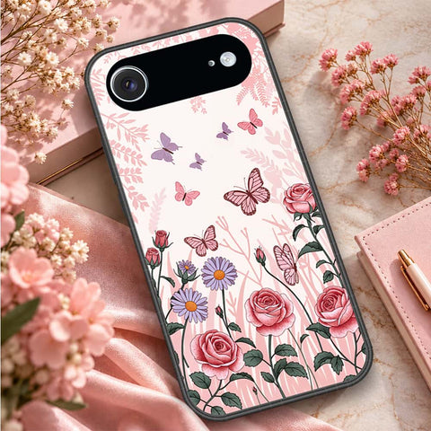 iPhone 18 Air - ONation Botanical Bloom Series - HQ Ultra Shine Premium Infinity Glass Soft Silicon Borders Case