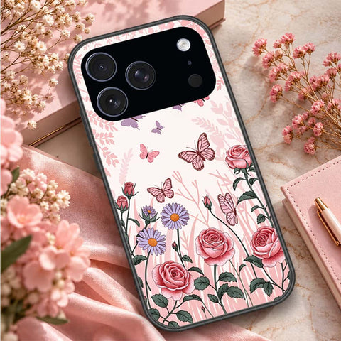 iPhone 17 Pro - ONation Botanical Bloom Series - HQ Ultra Shine Premium Infinity Glass Soft Silicon Borders Case