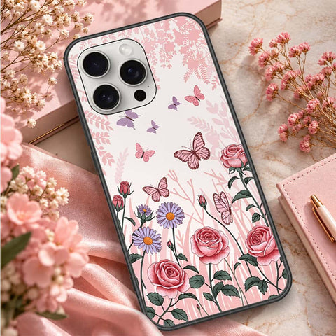 iPhone 16 Pro Max - ONation Botanical Bloom Series - HQ Ultra Shine Premium Infinity Glass Soft Silicon Borders Case