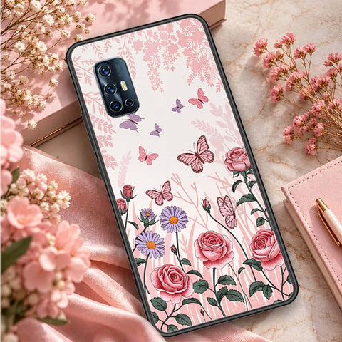 Vivo V17 Cover - ONation Botanical Bloom Series - HQ Ultra Shine Premium Infinity Glass Soft Silicon Borders Case