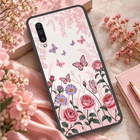 Samsung Galaxy A5 2018 Cover - ONation Botanical Bloom Series - HQ Ultra Shine Premium Infinity Glass Soft Silicon Borders Case