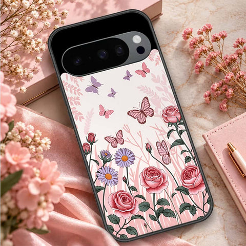 Google Pixel 10 Pro XL Cover - ONation Botanical Bloom Series - HQ Ultra Shine Premium Infinity Glass Soft Silicon Borders Case