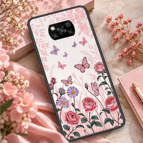 Xiaomi Poco X3 Pro Cover - ONation Botanical Bloom Series - HQ Ultra Shine Premium Infinity Glass Soft Silicon Borders Case