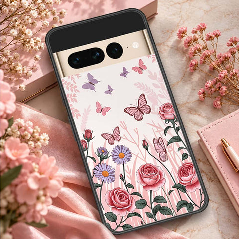 Google Pixel 7 Pro Cover - ONation Botanical Bloom Series - HQ Ultra Shine Premium Infinity Glass Soft Silicon Borders Case