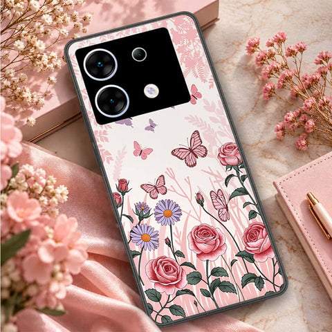 Infinix Zero 30 5G Cover - ONation Botanical Bloom Series - HQ Ultra Shine Premium Infinity Glass Soft Silicon Borders Case