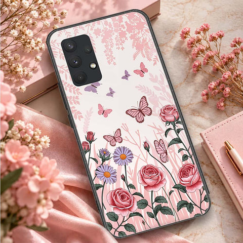 Samsung Galaxy A32 Cover - ONation Botanical Bloom Series - HQ Ultra Shine Premium Infinity Glass Soft Silicon Borders Case