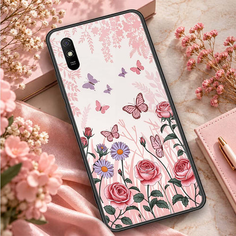 Xiaomi Redmi 9A Cover - ONation Botanical Bloom Series - HQ Ultra Shine Premium Infinity Glass Soft Silicon Borders Case